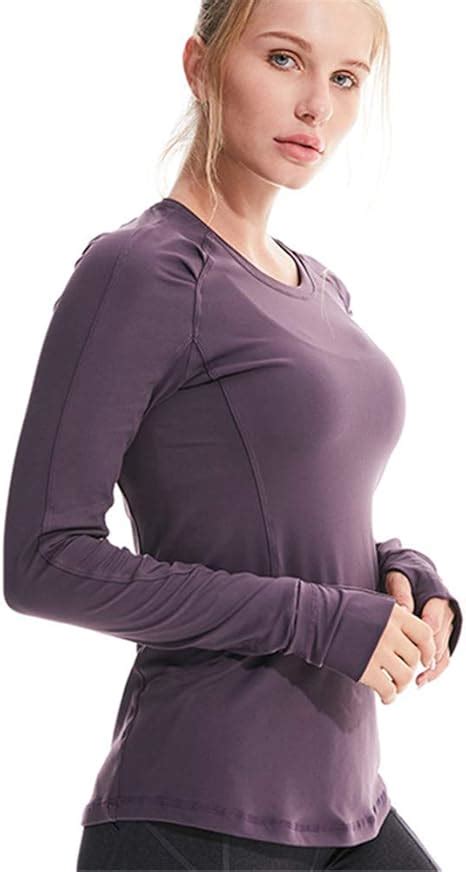 Lyhlyh Women S Long Sleeve Running Shirt Athletic Workout Top With Thumb Holes Lightweight Quick