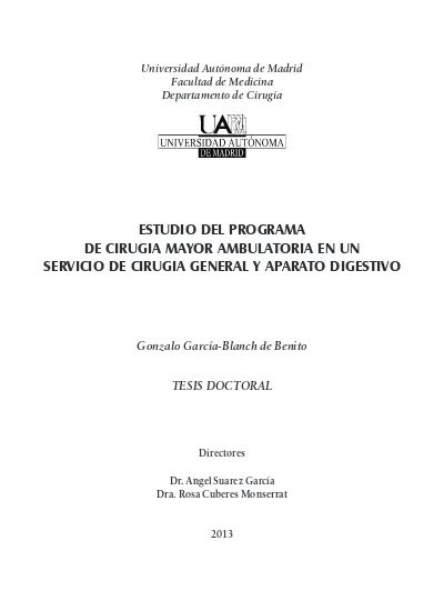 Estudio Del Programa De Cirug A Mayor Ambulatoria En Un Servicio De