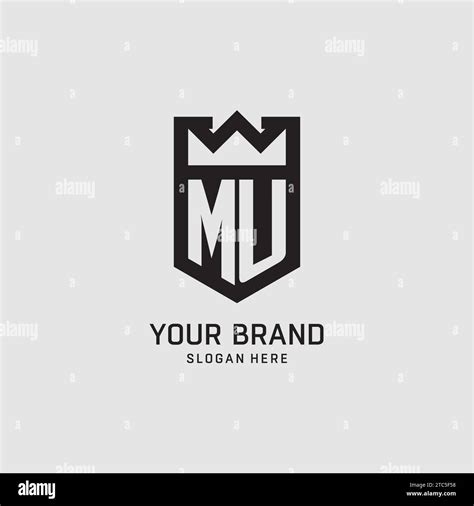 Initial MU Logo Shield Shape Creative Esport Logo Design Vector