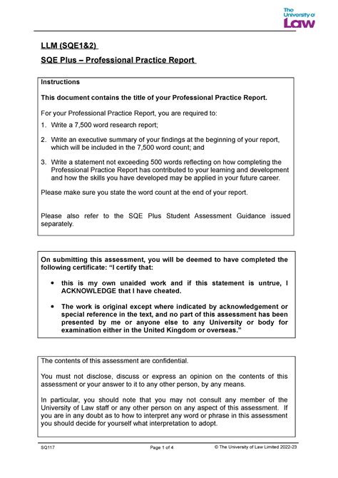 Ppr Question Llm Sqe1and2 Sqe Plus Professional Practice Report Instructions This Document