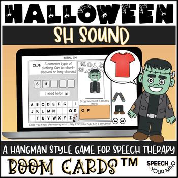 Sh Sound Halloween Articulation Boom Cards Speech Therapy By Speech