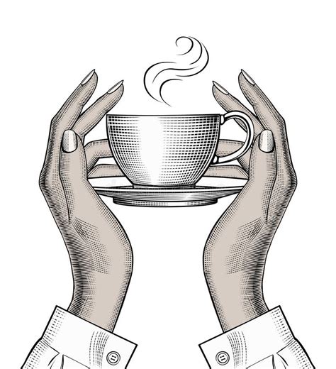 As Mãos Das Mulheres Segurando Uma Xícara De Café Ilustração do Vetor