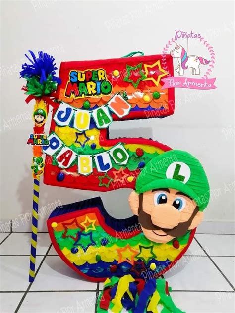 Piñata Número 5 Luigi Super Mario Piñatas para niños Piñatas de