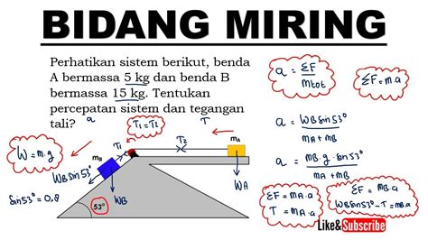 Percepatan Dan Tegangan Tali Pada Bidang Miring Hukum Newton Fisika