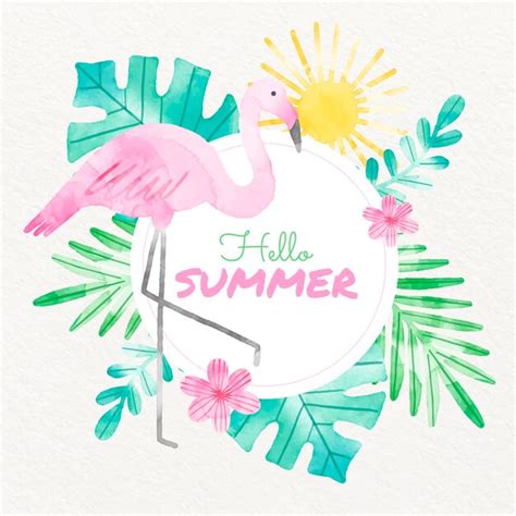 Free Vector Hand Painted Watercolor Hello Summer Illustration