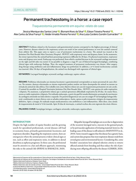 (PDF) Permanent tracheostomy in a horse: a case report