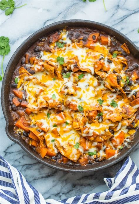 Sweet Potato And Black Bean Enchilada Skillet A Saucy Kitchen