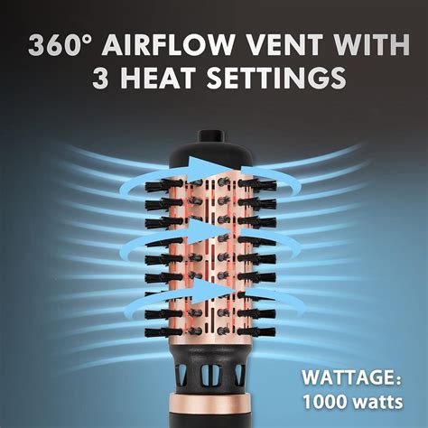 DAILYLIFE Rotating Hair Dryer Brush With 2 Brushes 4 In 1 Hot Air Styler For Drying Curling