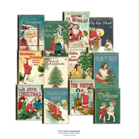 Vintage Christmas Digital Book Covers / 12 Ephemera Cards / Gift Tags ...