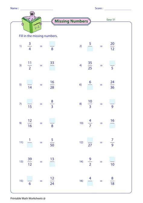 Top 41 Missing Fractions Worksheet Templates Free To Download In Pdf Format