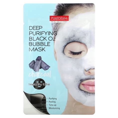 Purederm Deep Purifying Black O2 Bubble Beauty Mask Charcoal 1 Sheet Mask 0 70 Oz 1 Count