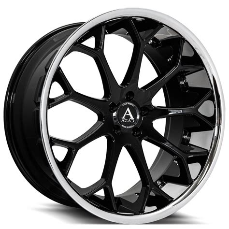 Azad Wheels Az Custom Gloss Black With Chrome Ss Lip Rims Az