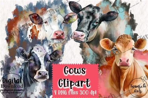 Watercolor Cow Clipart Part Graphic By Tanuscharts Creative Fabrica