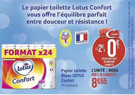 Promo Papier Toilette Blanc Lotus Confort chez Supermarchés