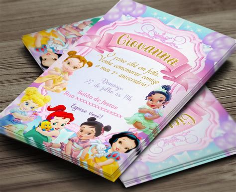 Convite Digital Princesas Da Disney Cute Baby Montando A Sua Festa