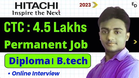 Hitachi Recruitment Ctc Lakhs Permanent Job Diploma B