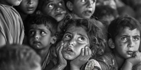 Premium Photo Children Weep Amidst The Anguish Of War Seeking Solace