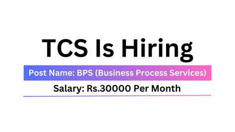 TCS BPS Hiring For 2025 Passing Graduates Freshers Can Apply Urgent