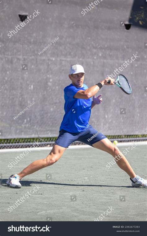 Swedish Tennis Player Lucas Renard Plays Stock Photo