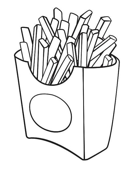 Desenhos de Batatas Fritas Adoráveis para Colorir e Imprimir