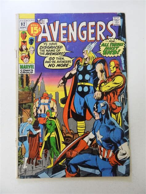 The Avengers 92 1971 FR GD Condition Cover Detached Both Staples