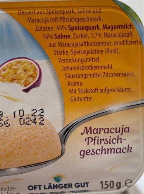 Milch Quark Maracuja Pfirsichgeschmack Leckerm Ulchen Kalorie Kj A