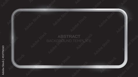 Metal Rectangle Frame With Shining Effects Template On Black Background