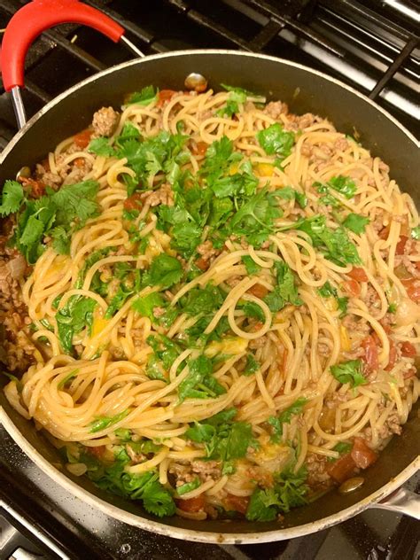 One Pot Taco Spaghetti