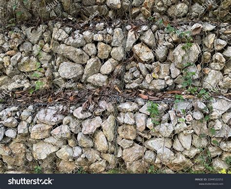 Protection Landslide Erosion Water Gravel Stones Stock Photo