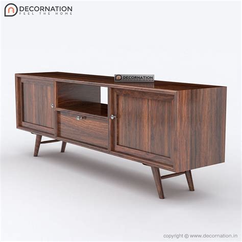 Decornation Brown Eppis Solid Wood Tv Table With Storage Natural