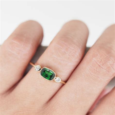 Green Garnet Ring Green Gemstone Ring Tsavorite Garnet Ring