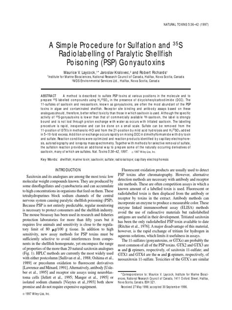 A Simple Procedure For Sulfation And 35s Radiolabelling Of Paralytic