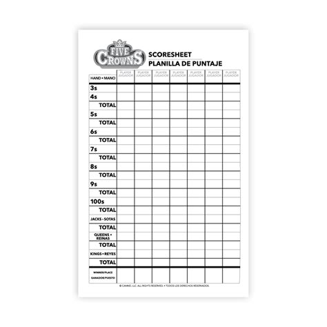 Five Crowns Scorepad 130 Page Replacement Score Sheet