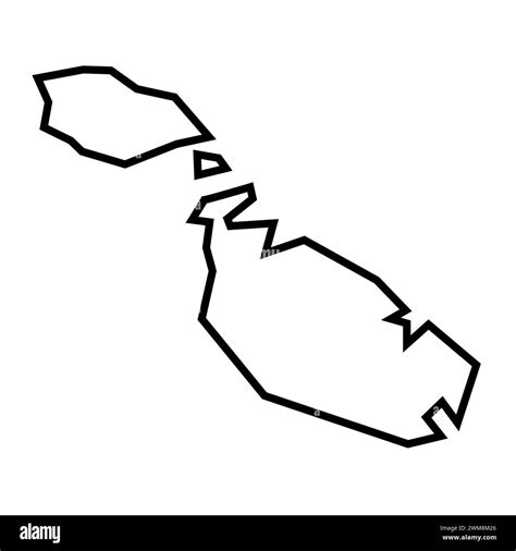 Malta Country Thick Black Outline Silhouette Simplified Map Vector Icon Isolated On White