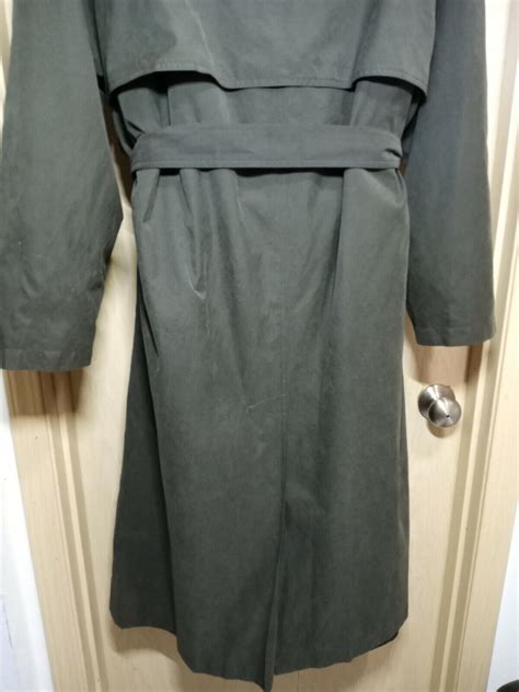 Nautica Men 40R Olive Green Trench Coat Double Breast Gem