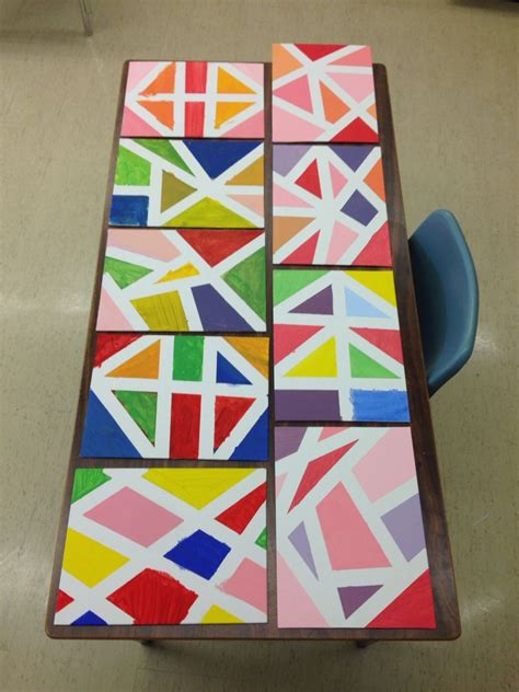 Visual Arts For Kids Colour Block Art On Canvas With Painters Tape