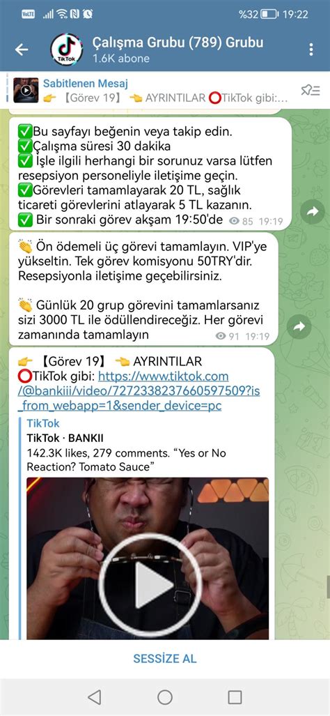 Görev Yap Para Kazan Telegram TikTok Çalışma Grubu Aldatmacası Şikayetvar