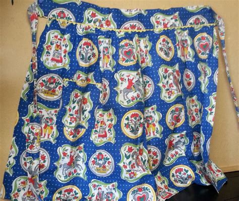 Apron Vintage 1950s Dutch Print Half Apron With Etsy