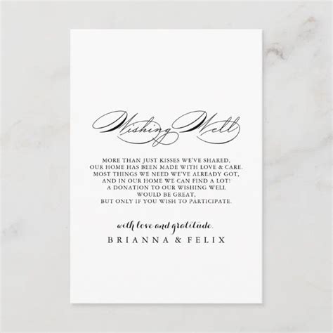 Elegant Calligraphy Wedding Wishing Well Enclosure Card Zazzle