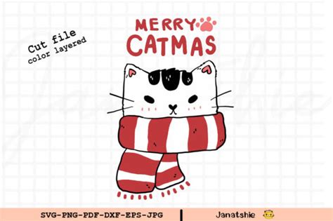 Cat Funny Face Merry Christmas Clip Art Graphic By Janatshie · Creative Fabrica