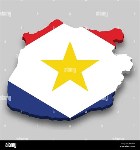 D Isometric Map Of Saba Is A Region Of Netherlands With National Flag