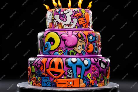 Premium Photo | Graffiti Art Birthday Cake