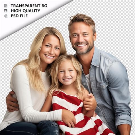 Família americana feliz estilo ultra realista fundo branco PSD Premium