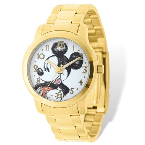 Disney Mickey Mouse Gold Tone Watch Adult Size Xwa4964 Homebello