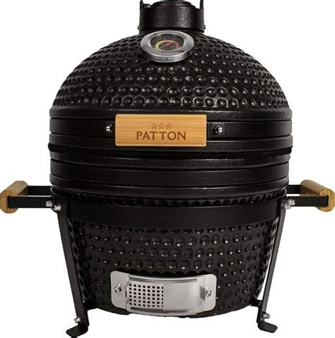 Patton Kamado Grill Houtskool Barbecue Mat Zwart Keramisch Rond