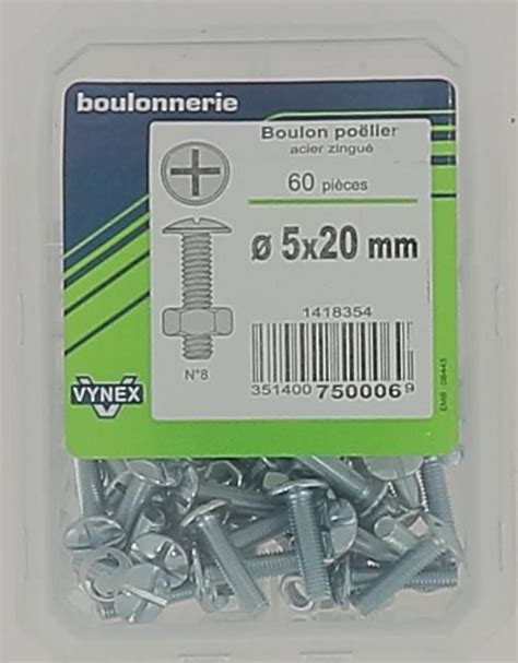 VYNEX Boulon Poêlier acier zingué 5x20 vybac x60 Dispano