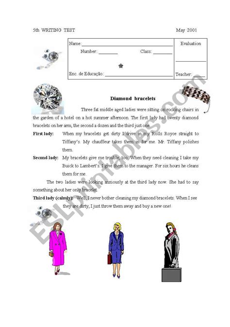 Diamond Bracelets Esl Worksheet By Carlos D