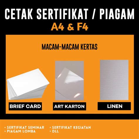 Jual Cetak Sertifikat Piagam Custom Sertifikat Seminar Piagam