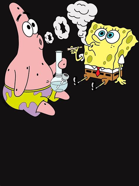 Spongebob And Patrick Smoking Weed Cannabis Cartoon Art Metal Print