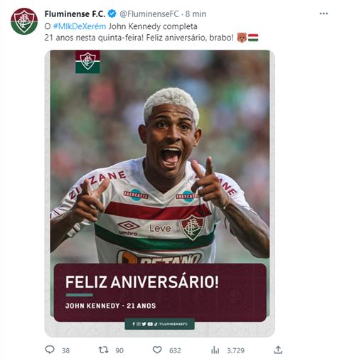 Fluminense Parabeniza Aniversariante John Kennedy Em Redes Sociais